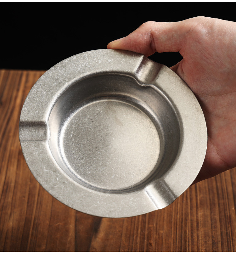 Retro Stainless Steel Ashtray for Hotel, Home, Living Room, Windproof, Elevated Ashtray for Bar, Restaurant, Ktv