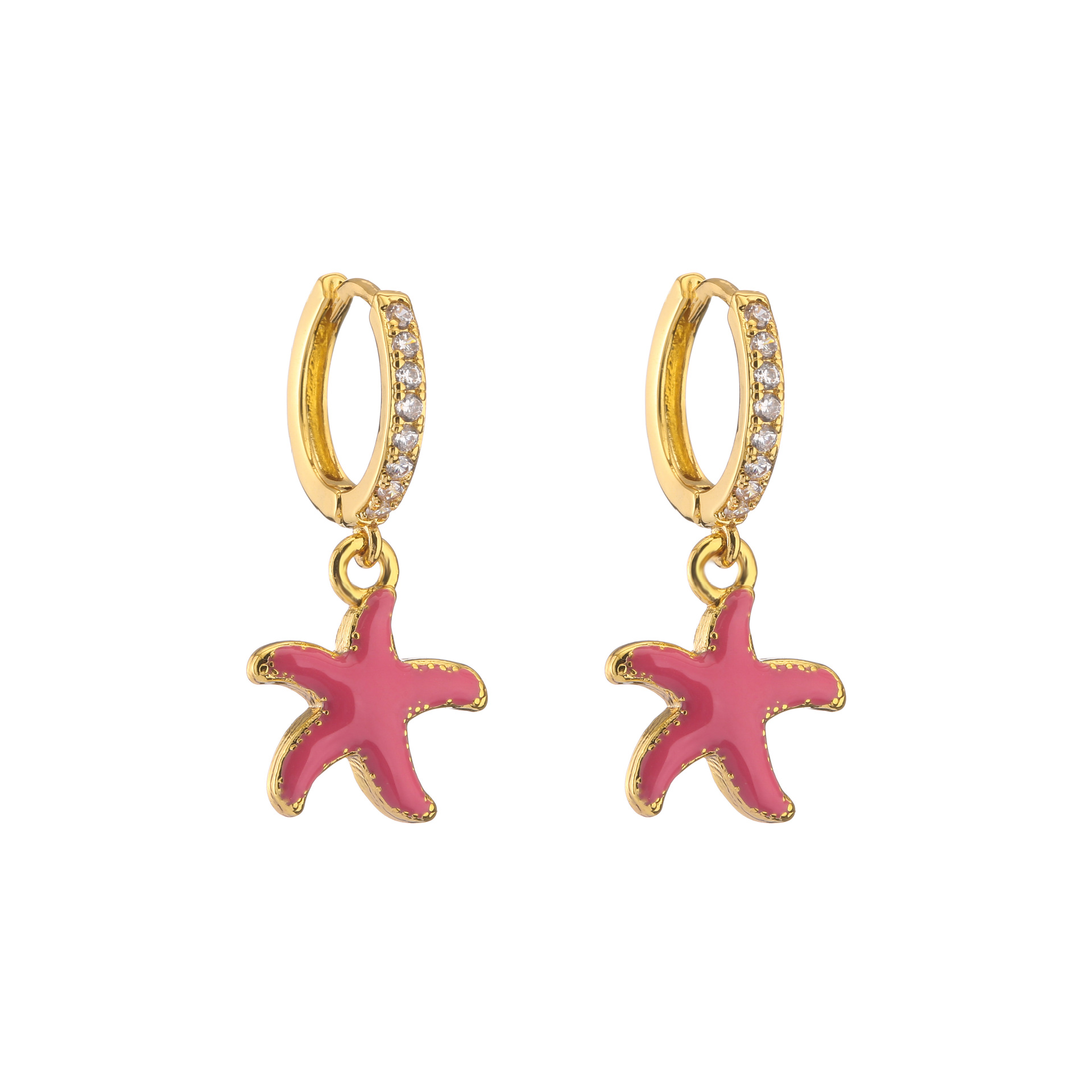 Retro Micro-inlaid Zircon Oil Drop Color Heart Starfish Lightning Earrings display picture 36