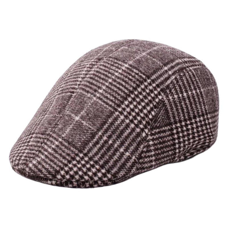 Retro cap men's autumn and winter plaid beret Korean middle-aged hat Joker casual progressive cap wholesale