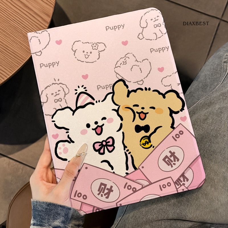 Ipad11 Generation Protective Case 9/10 Banknote Puppy 2025 Book-Style 65 Silk Pattern Mini Anti-Fall Air7 Flip Cover