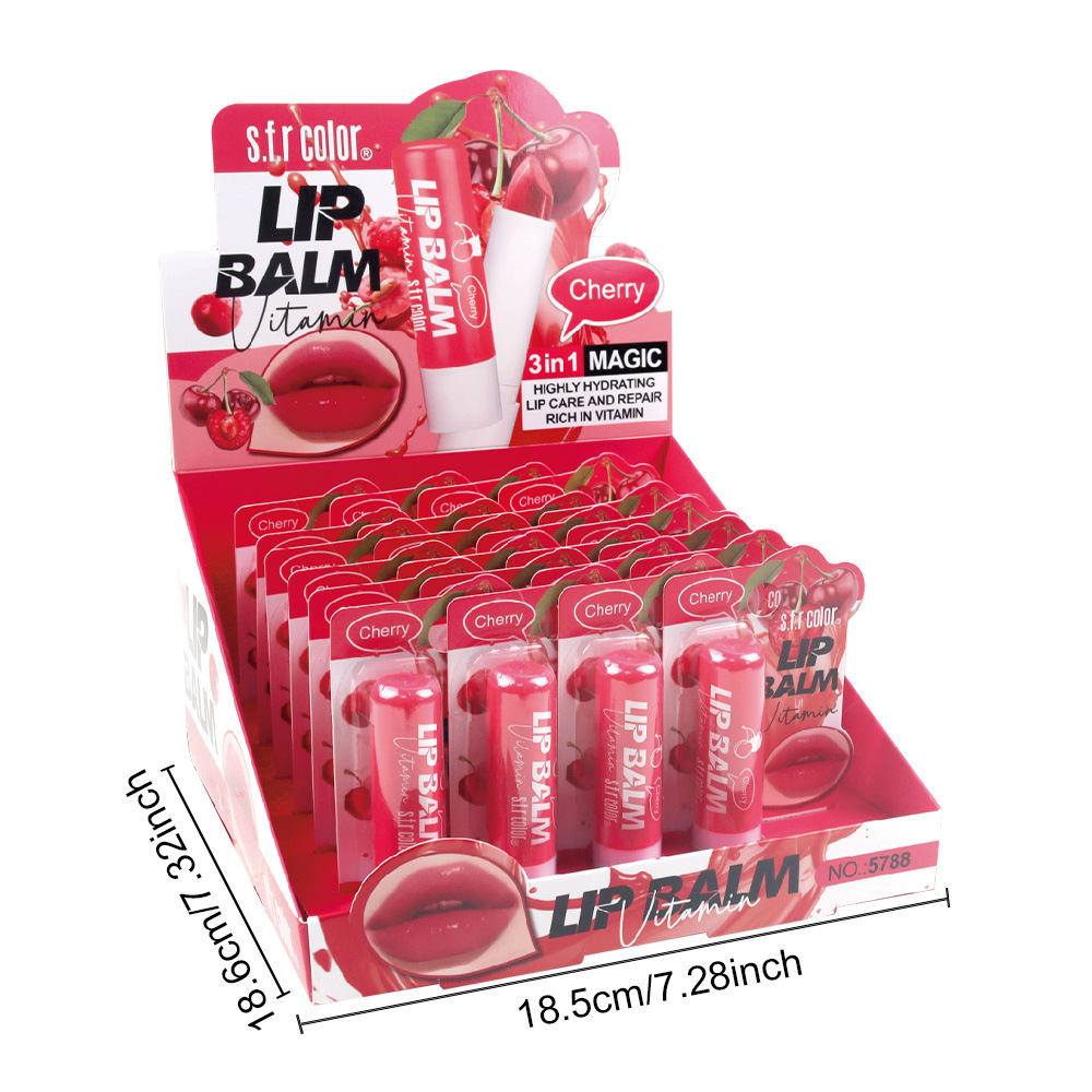 s.f.r color transfronterizo hidratante anti-agrietamiento color natural brillante lápiz labial cereza