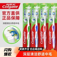 高露洁牙刷清洁中毛成人家庭装牙膏硬毛家用整箱便携