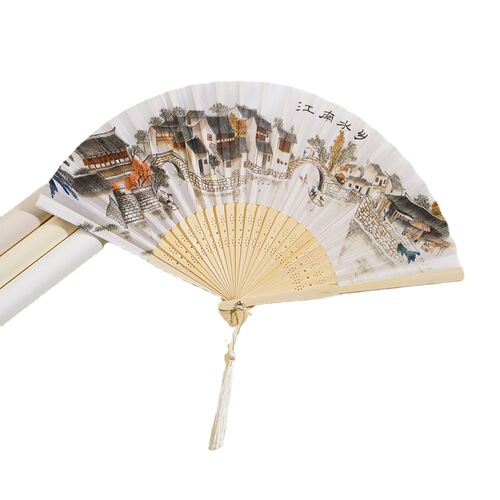 Ancient style fan, bamboo craft, summer portable fan, scenic spot commemorative fan, dance fan, folding fan, advertising fan, wholesale 