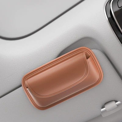 Receipt and Document Holder, Car Glasses Clip/Bill Clip - 3113-nappa-leather-glasses-case-orange