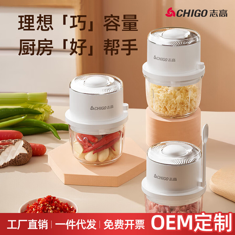 Chigo Electric Garlic Mashing Machine Household Small Mini Beater Garlic Supplementary Garlic Mud Machine Wireless Portable Meat Grinder