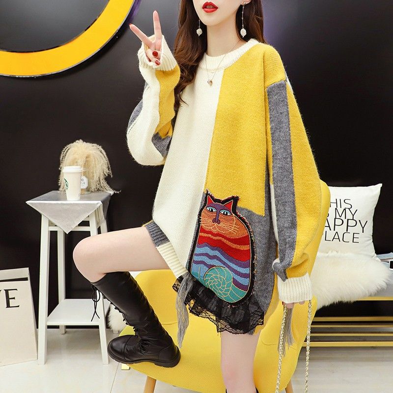 Sweater Women's Autumn and Winter Loose Outer Wear 2023 New Style Sweet Lazy Style Round Neck Pullover Knitwear Top Trendy Sweater Women's Autumn and Winter Loose Outer Wear 2023 New Style Sweet Lazy Style Round Neck Pullover Knitwear Top Trendy