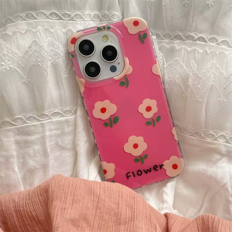 Estilo coreano ins flores rosas para 16ProMax soporte de espejo iphone14/15 funda para teléfono móvil Apple 13 mujer