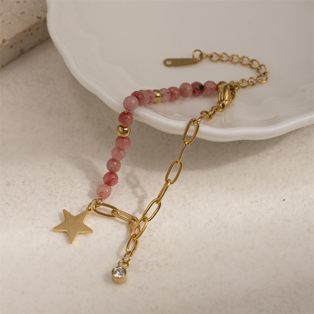 Paperclip Chain, cable chain Chain Type 1 Piece Quantity PVD Coated Real Gold Plated Geometric Star 304 Stainless Steel INS Style Waterproof Non Tarnish 304 Stainless Steel Bracelets