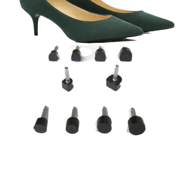 High-Heeled Shoes with Durable Heel Studs, Non-Slip Leather Heels, Thick and Thin Heel Options, Black, Beige, Transparent