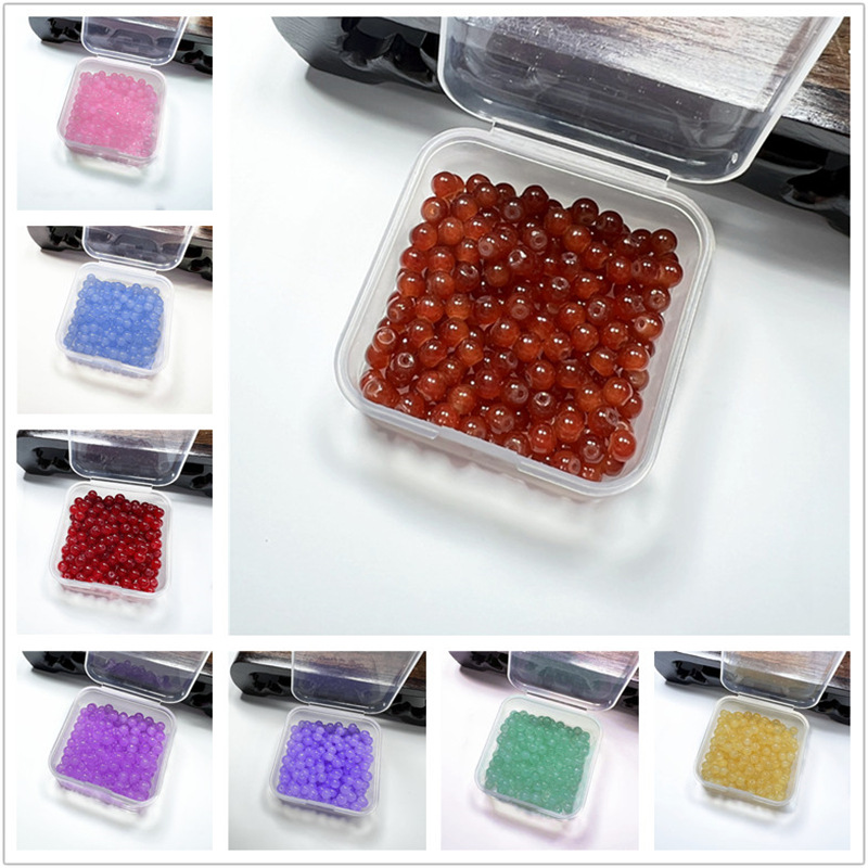 6mm玻璃烤漆珠仿玉色珠手工串珠通孔手链项链diy时尚饰品散珠配件