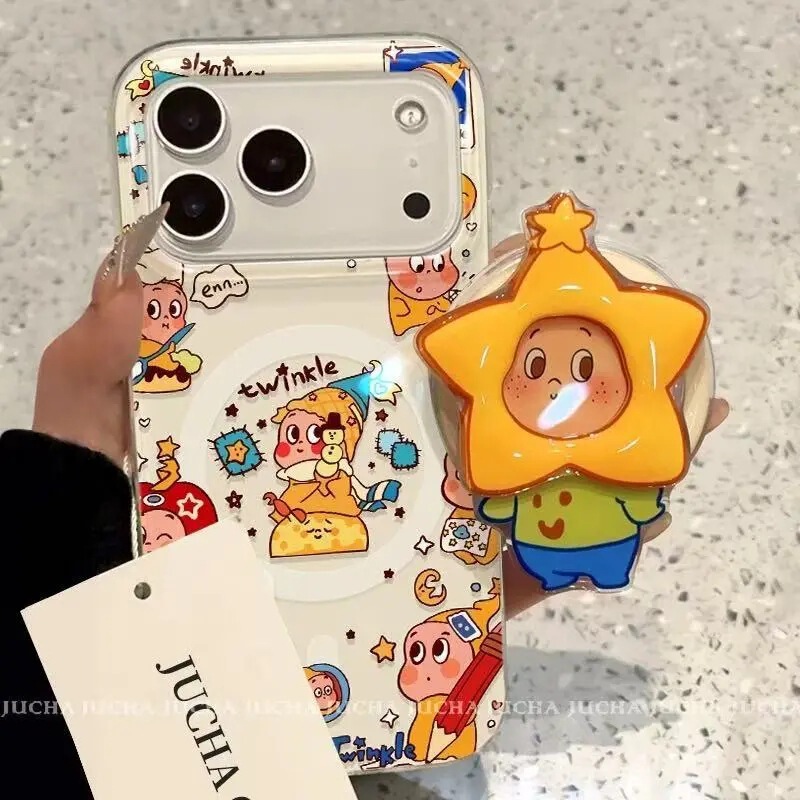 Cartoon Suitable for Samsung S23Fe Mobile Phone Case S25Ultra/S24Plus Double-Layer Magnetic Suction 3 Apple 17Promax