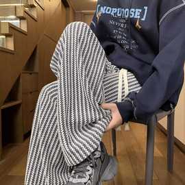 格子睡裤女夏季显瘦松紧腰休闲长裤百搭裤春秋款家居裤