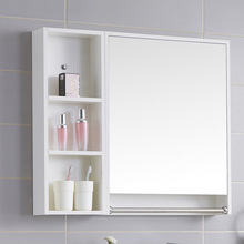 单独梳妆镜镜子卫生间挂墙式带置物架智能镜箱收纳柜实木浴室镜柜