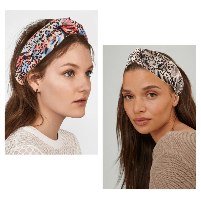 Amazon 春と夏の新しいヒョウ柄プリント弾性つば広クロスヘアバンドヨガフィットネススポーツヘアバンド女性用|undefined