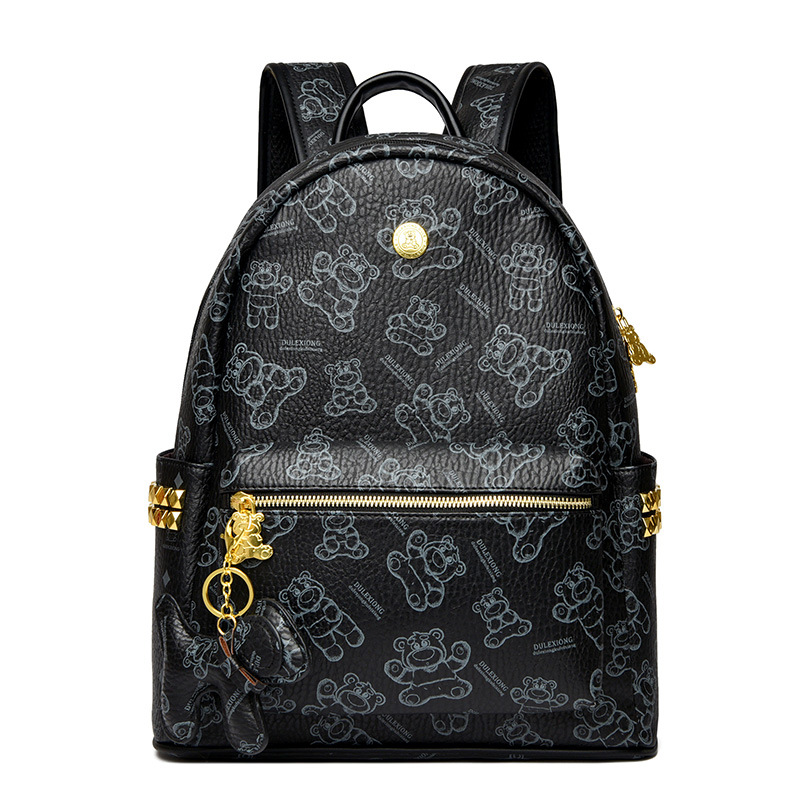 2025 nueva impresión de comercio exterior bolsas de mujer moda coreana de gran capacidad mochila de mujer caricatura lindo oso mochila
