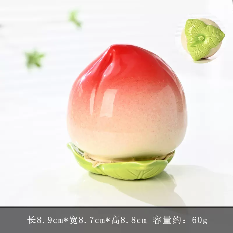 陶瓷寿桃茶叶罐迷你小号创意密封罐防潮储茶罐密封罐生日桃子礼品