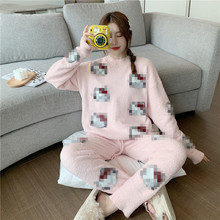 清仓睡衣女冬季新品软绵绵猫咪可爱舒适宫廷风长袖长裤套装家居服