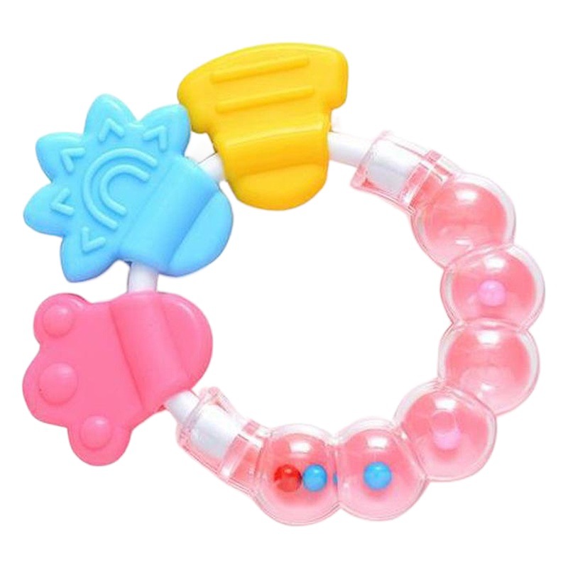 Juguete de dentición para bebés con tarjetas en inglés, mordedor de silicona para bebés, dispositivo de dentición y fijación de dientes, mordedor con sonajero.