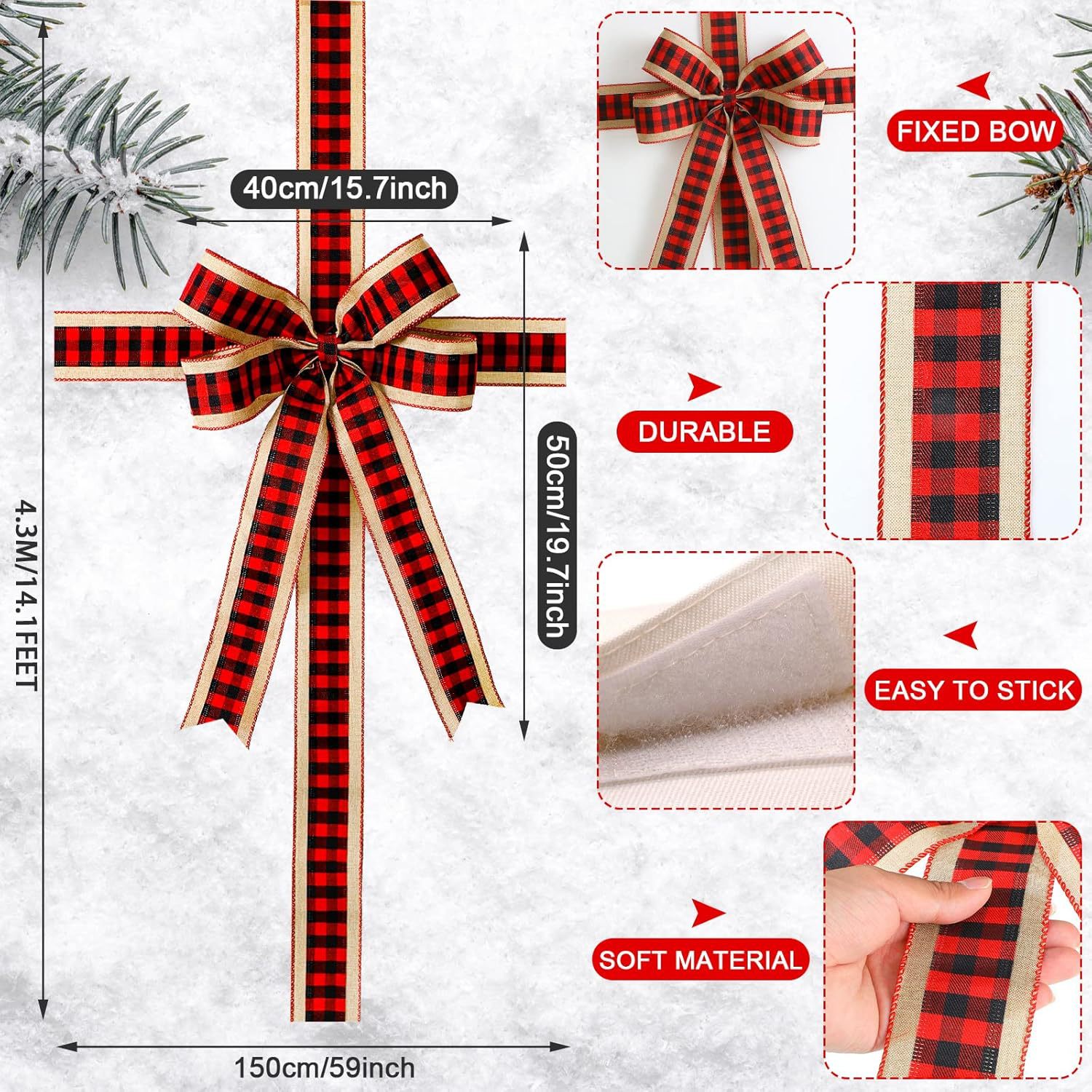 Christmas Festival Christmas Simple Style Classic Style Bow Knot Cloth Holiday Festival Hanging Ornaments Decorative Props Tableware