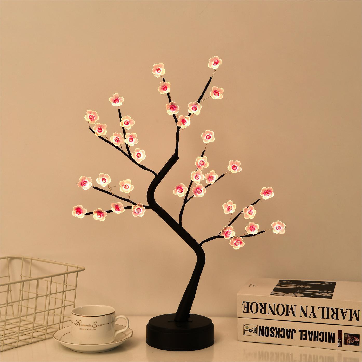 Navidad transfronteriza atmósfera de modelado LED estrella de decoración lámpara base caja de baterías USB estrella de perla lámpara de árbol