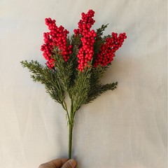 爆款跨境专供红色浆果套装圣诞树松针红果新年圣诞帽礼盒装饰家居