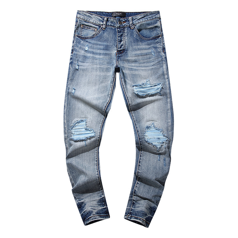 跨境欧美PurpleBrand牛仔裤jeans水洗做旧复古破洞泼墨潮流直筒|undefined