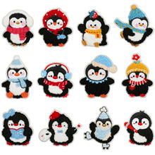 卡通企鹅刺绣布贴帽子企鹅服装装饰画家溜冰鞋电脑绣花章补丁贴