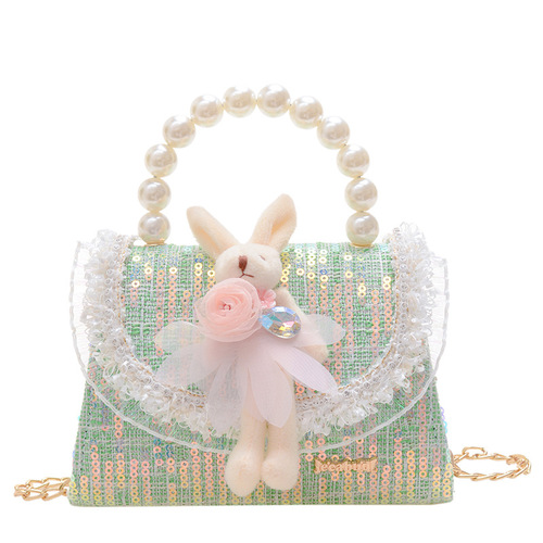 Princess pearl bag handbag children little girl girls oblique satchel fashion cute cartoon boom chain accessories