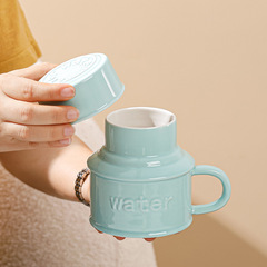 Insマグカップ蓋付きかわいい水筒型陶磁器カップ子供家庭用オフィスカップカップルお土産