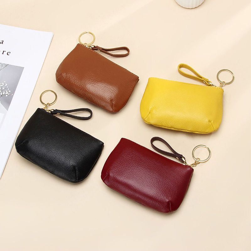 2025 New Export Real Soft Leather Zipper Small Wallet Simple Keychain Coin Bag Fashionable Coin Purse for Women