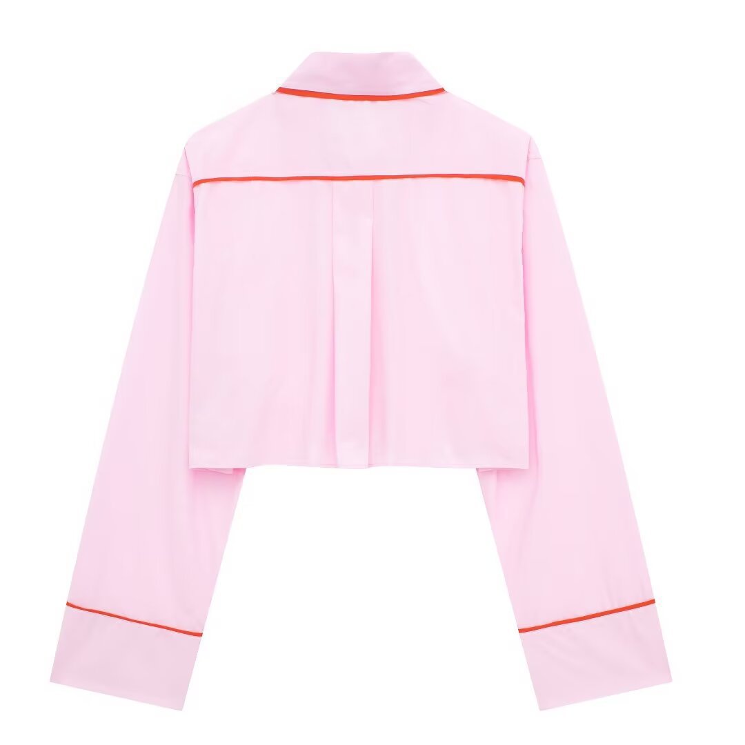 Maßgeschneidertes Popeline-Hemd für Damen im Sommer 2024 mit dekorativem Nachtwäsche-Set_voghion.com