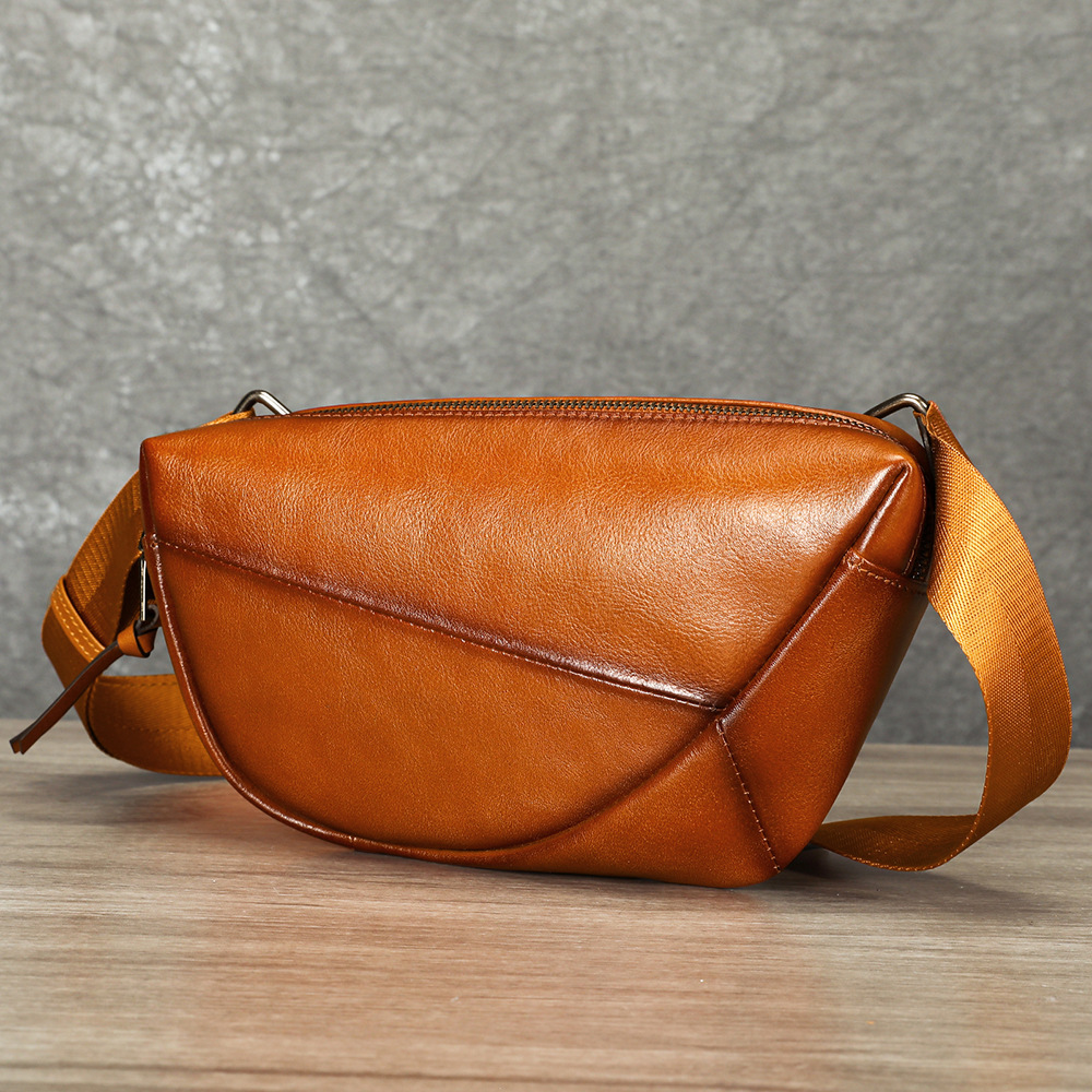 Túi đeo chéo nam da bò vintage phong cách saddle bag nhỏ gọn — Đen, Nâu cà phê xước, Cà phê, Nâu đậm