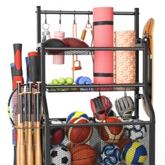 スポーツ用品収納棚ヨガマットバスケット置物ダンベル泡ローラースポーツジム移動収納ラック