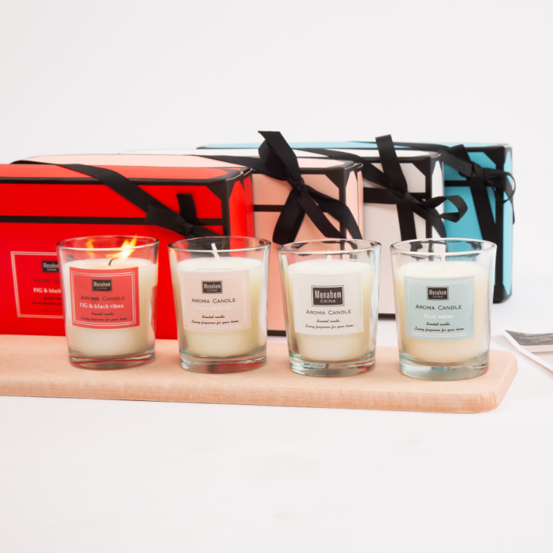 Four-color aromatherapy gift box set of three aromatherapy candles smokeless soy wax scented candles romantic cloth products diy