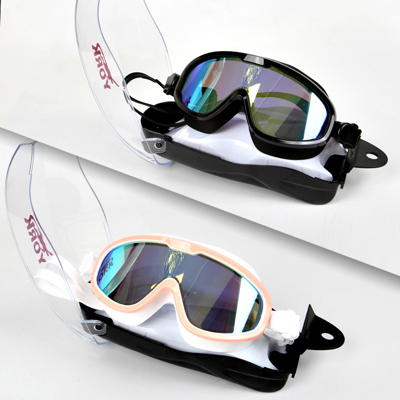 新款泳镜护目大框电镀高清防水防雾游泳眼镜男女成人潜水镜装备|ru