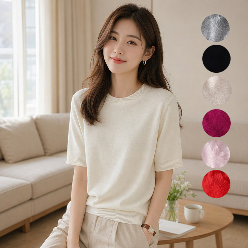 One-Piece Drop-Shipping Premium Women's Clothing New Simple Cashmere Sweater Round Neck Pullover Knitted Sweater with Mid-Length Sleeves One-Piece Drop-Shipping Premium Women's Clothing New Simple Cashmere Sweater Round Neck Pullover Knitted Sweater with Mid-Length Sleeves