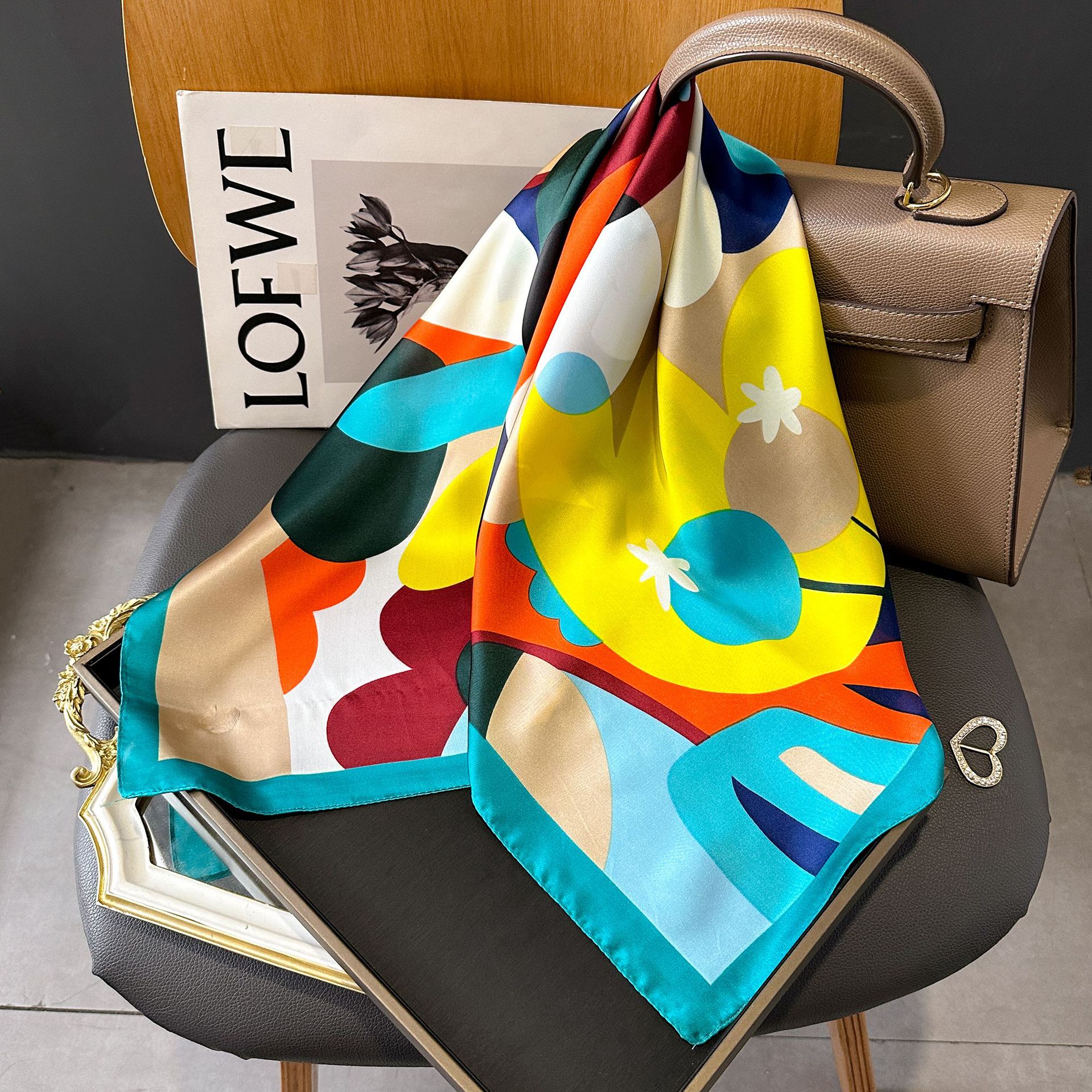 Bag, Flower Pattern Spring&Summer Season Women's Elegant Bag Flower Satin Silk Scarf