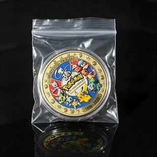 精灵宝可梦主题纪念币彩绘镀金金属章动漫周边收藏摆件节日小礼物