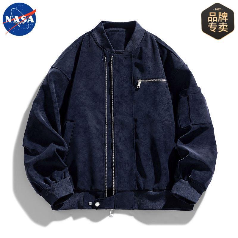 NASA品牌美拉德绒感皮衣外套男女款秋季痞帅轻奢复古潮流机车夹克|undefined