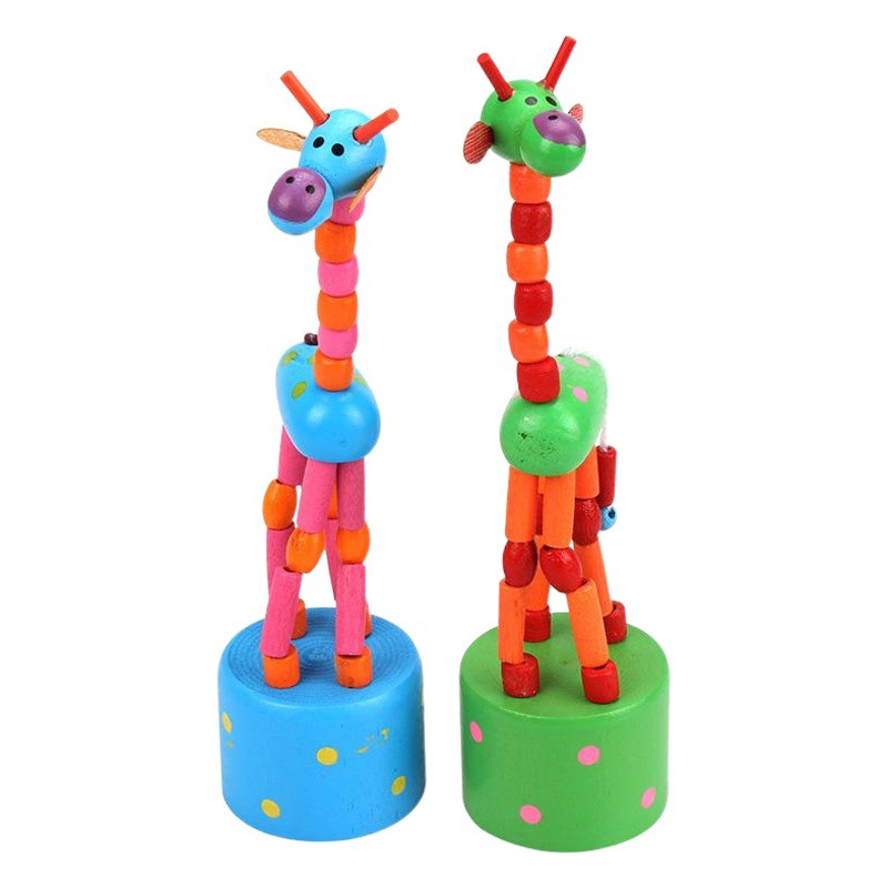 Dancing Giraffe/Children's Cartoon Toys/Wooden Crafts/Nostalgic Joint Puppets