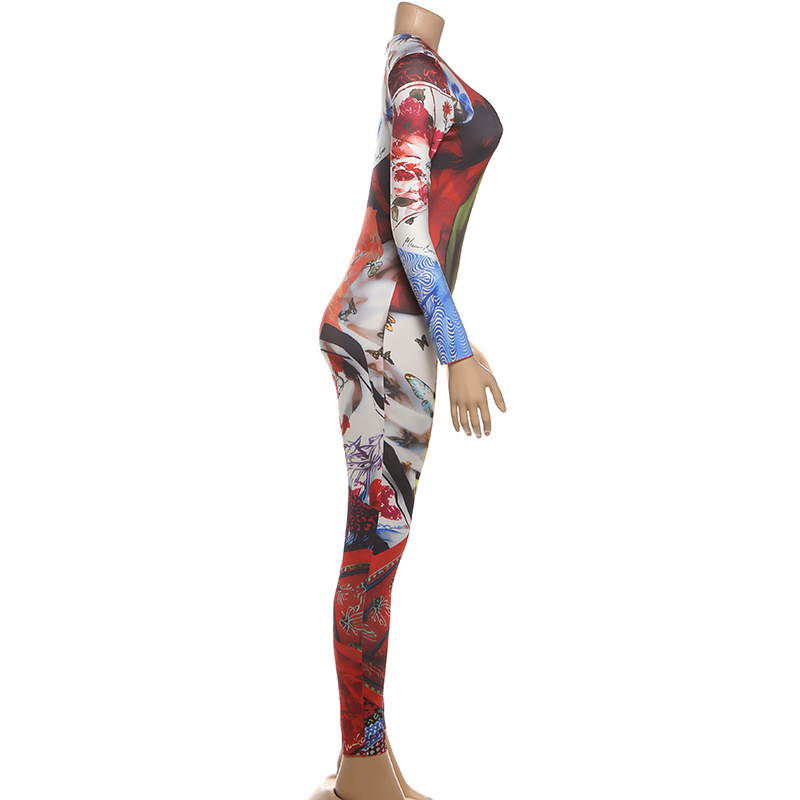 Women's Jumpsuits 3d Digital Print Long Sleeve Autumn Streetwear_voghion.com