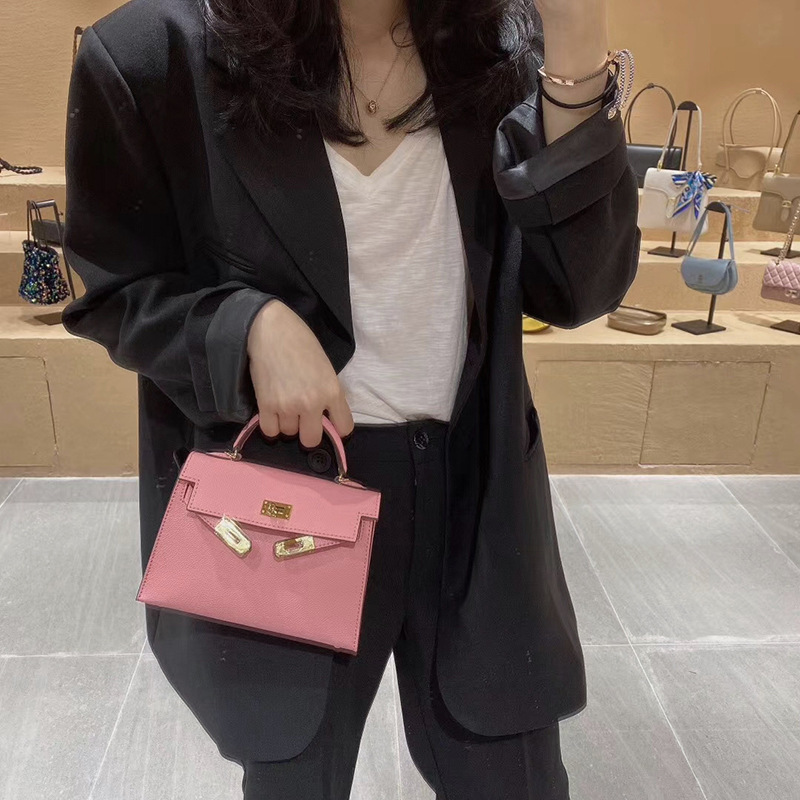 2026 New Model Genuine Leather Second-Generation Kelly Bag Mini Handbag Versatile Fashion Shoulder Crossbody Women's Small Bag