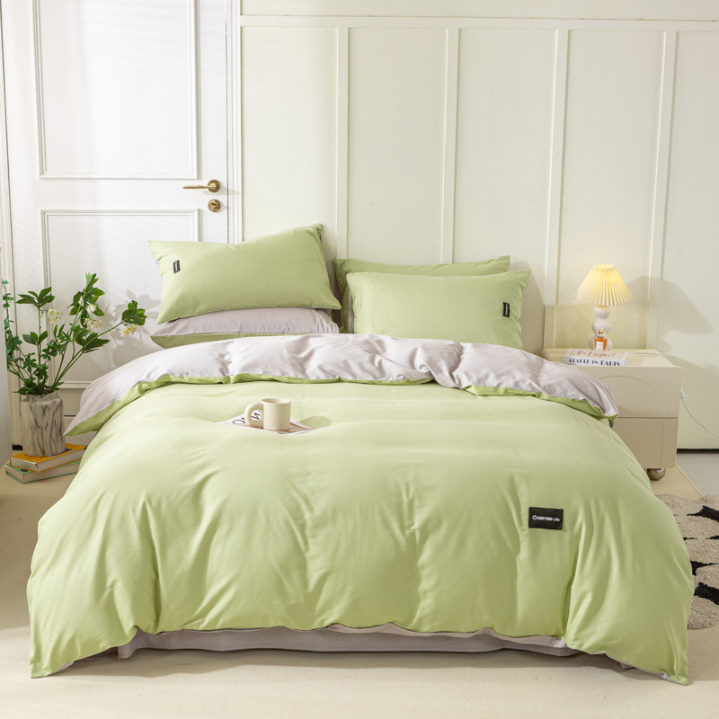 Algodón simple de cuatro piezas de color sólido cubierta de edredón de algodón dormitorio de estudiantes de tres piezas de cama de algodón de lana larga cuatro piezas de algodón