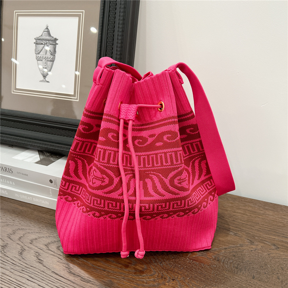 Women's Medium Knit Geometric Vintage Style Classic Style String Tote Bag display picture 20
