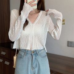 KANING 日焼け止めニットカーディガン女性のための夏 2025 新しいレース中空アウター小さなショール薄いコート女性のための