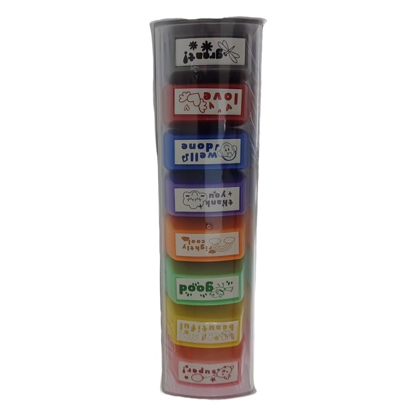 Comentarios divertidos de los maestros elogios recompensas sello de oficina sello fotosensible para niños alentando el conjunto de sello de plástico inglés