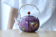手绘茶壶简约烧水壶足银999家用银壶功夫茶具收藏送礼煮茶壶