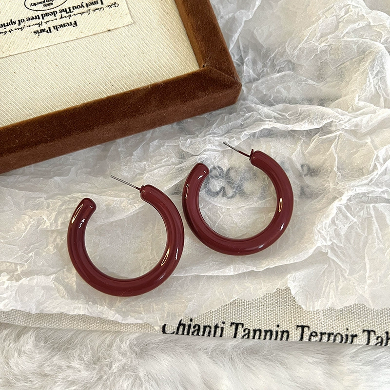 Серьги, бордовые ретро эмаль, новая коллекция, премиум