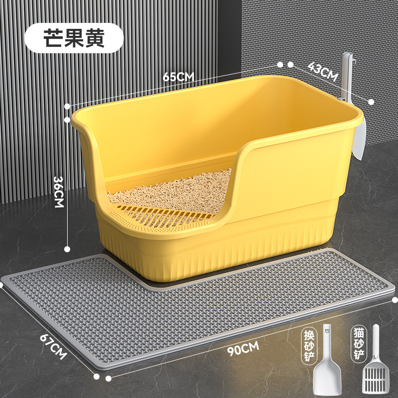 猫砂盆特大号外はね防止半閉鎖式猫トイレメイン巨大特大サイズ開放式猫砂糞盆|undefined