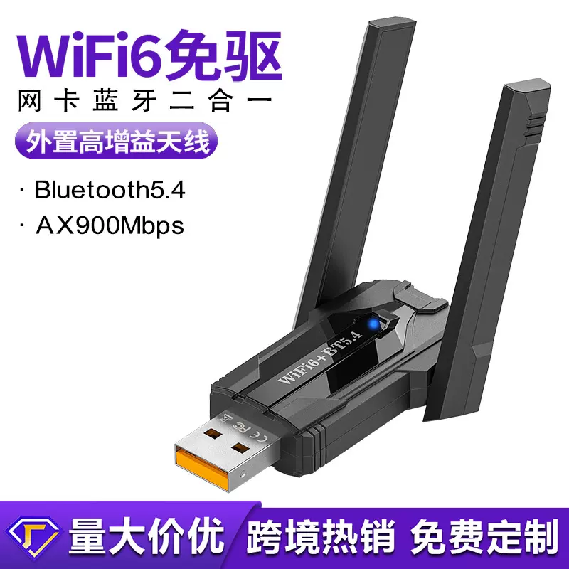无线网卡wifi6免驱动双频5G蓝牙5.4二合一电脑外置usb接收AP发射